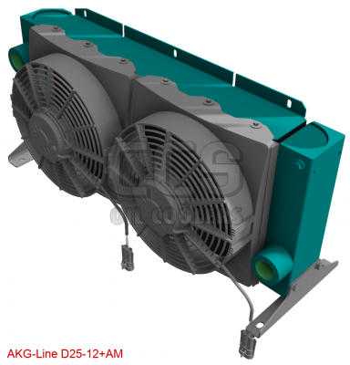 Oil cooler connection fan side 12 Volt fan D25-12 + AM