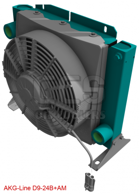 Oil cooler connection fan side 24 Volt fan (blowing) D9-24B + AM