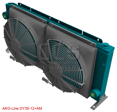 Ölkühleranschluss Lüfterseite mit Bypass-12-Volt-Lüfter DY35-12 + AM